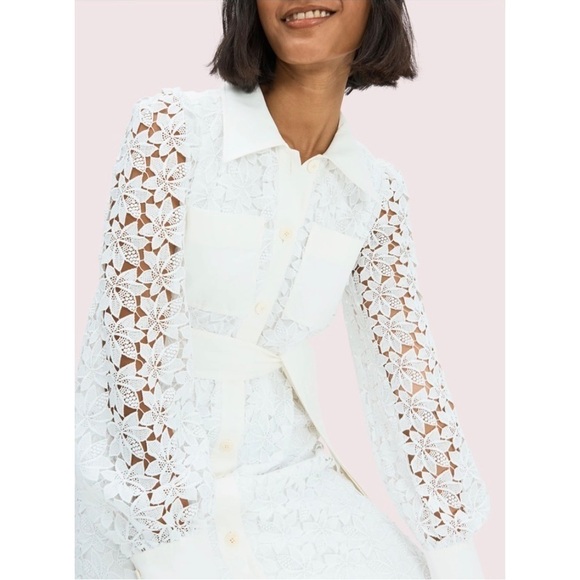NWT Kate Spade Leaf Lace Shirtdress - Picture 5 of 16